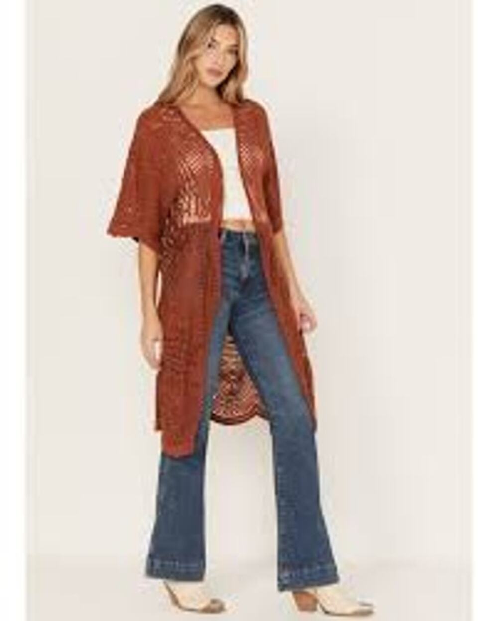 Shyanne Women's Geo Lace Short Sleeve Kimono Duster OS Country Festival